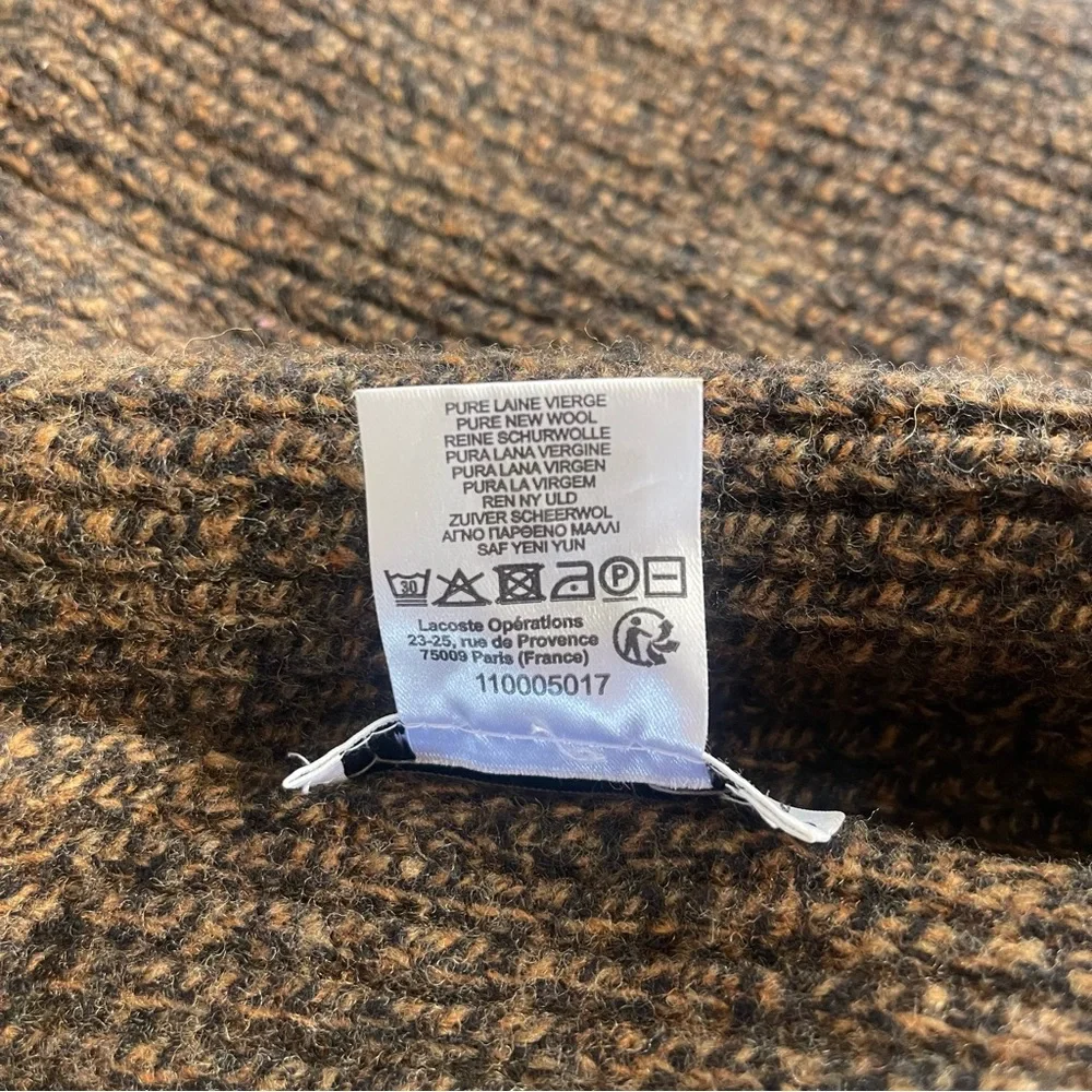 Lacoste Knit Brown Extra Fine Merino wool Scarf France